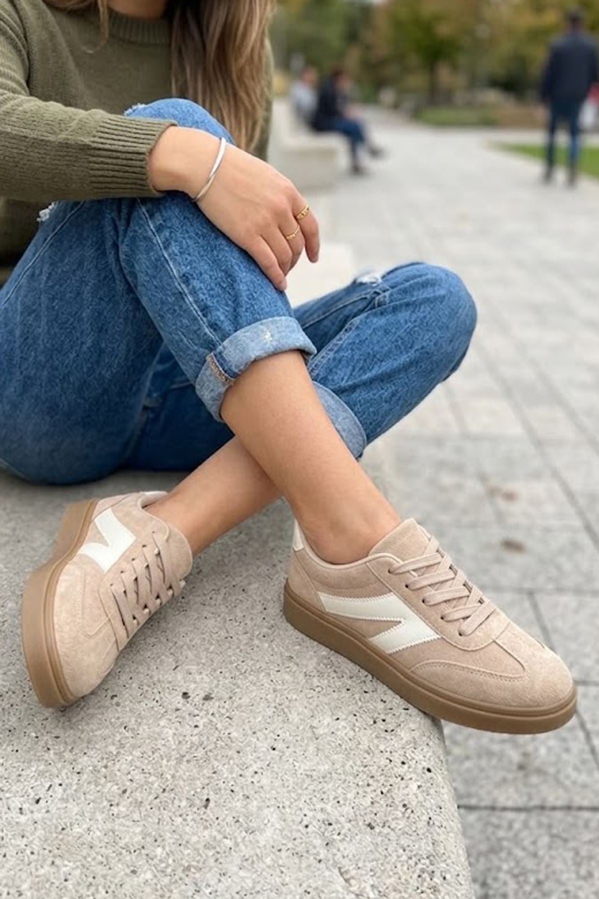 Suede Contrast Stripe Lace Up Trainer view 3