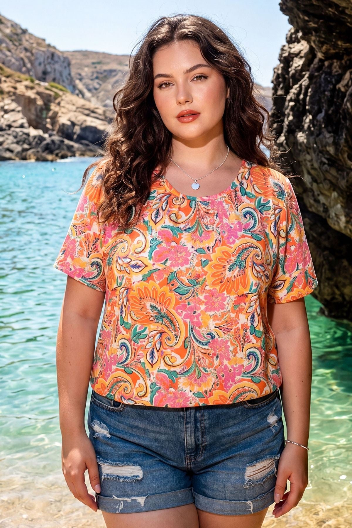 Floral Paisley Print Tunic Top view 4